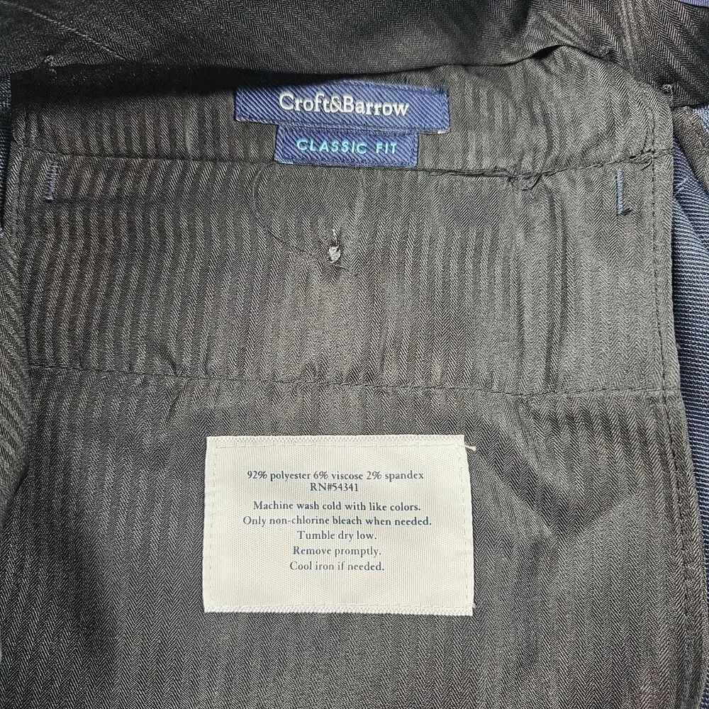 Croft & Barrow Pants Mens 38x29* Blue Flat Front Comfort Classic Fit Dress Slack